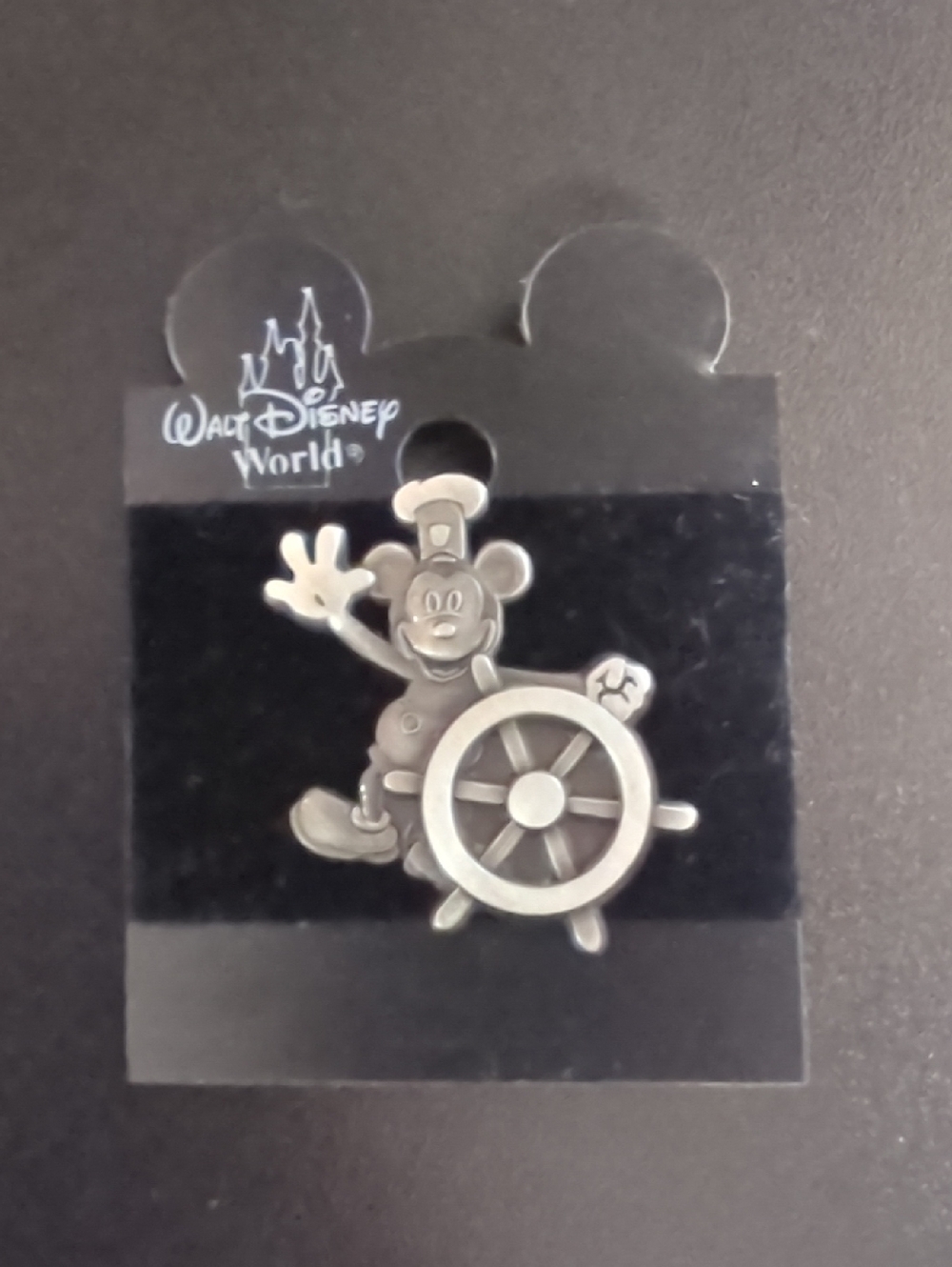 Disney Silver & Black Steamboat Mickey Pin